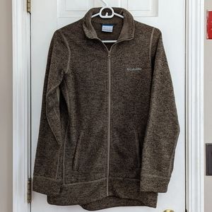 Columbia Fleece Sweatshirt Brown Zip Up Small